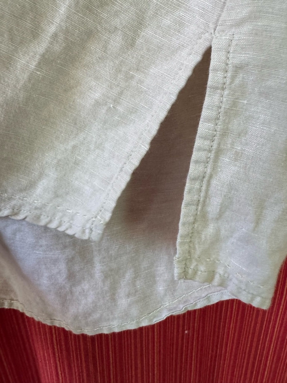 Eddie Bauer Natural Ivory Linen 1/2 button 3/4 Sleeve Tunic Shirt Size Medium - Picture 7 of 10